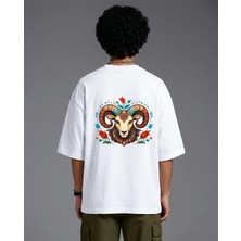 Base Art Tasarım Tişört Koç Burcu Oversize Unisex