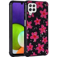 Giz Story Galaxy A22 4g Kılıf Simli Desenli Kamera Korumalı Parlak Gzst Popy Kapak-Çiçek