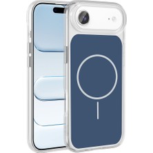 Giz Story iPhone 17 Air Kılıf M-Safe Şarj Özellikli Metal Buton Tasarımlı Zore Ikonik Sert Silikon Kapak - Mav