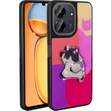 Giz Story Xiaomi Redmi 13C Kılıf Parlayan Kabartmalı Ikonik Figürlü Gzst Amas Silikon Kapak-Mor