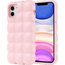 Giz Story Apple iPhone 12 Kılıf Parlak Esnek Silikon Gzst Dom Dom Kapak-Pembe