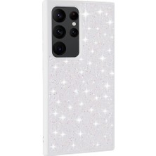 Giz Story Galaxy S24 Ultra Kılıf Parlak Taşlı Tasarım Gzst Pırlanta Kapak-Beyaz
