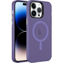 Giz Story Apple iPhone 14 Pro Kılıf Gzst Magsafe Şarj Özellikli Buzlu Transparan C-Pro Sert Kapak-Derin Mor