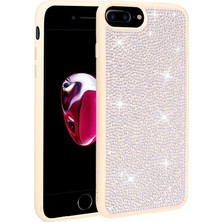 Giz Story iPhone 7 Plus Uyumlu Parlak Taşlı Tasarım Gzst Ston Kapak-Beyaz