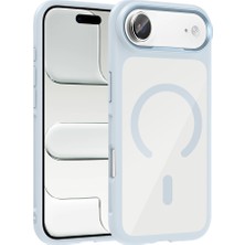 Giz Story iPhone 17 Air Kılıf M-Safe Şarj Özellikli Metal Kamera Çerçeveli Zore Tiko Kapak - Mavi