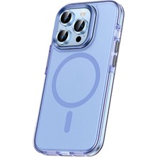 Giz Story Apple iPhone 15 Pro Kılıf Airbagli Magsafe Wireless Şarj Özellikli Lens Koruyuculu Gzst Klaptika Kapak-Mavi