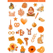Miray Craft 1 Sayfa Turuncu Temalı 12*17 cm Sticker /scrapbook, Bullet Journal, Planlayıcı, Defter Için