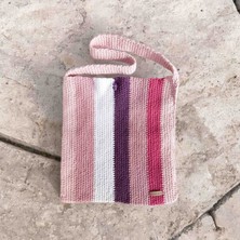 Lal Dizayn Modern Bohem El Yapımı Pembeçok Renkli Örgü Omuz Çantası