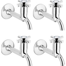 Indispensablely 4lü Artı Aç Kapa 4 Kollu Krom Çevirveli Musluk Duvardan Tek Girişli