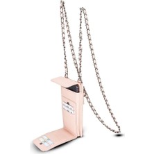 Najmaddin Avjin 6.9 Inch Uyumlu Deri Kılıf Cüzdan Askılı Erc5 Pembe