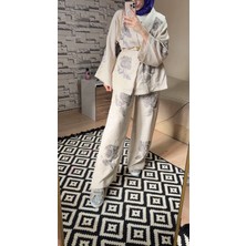 Zarif Nakış Detaylı Keten Karışımlı Pantolon