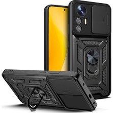 Giz Story Mi 12 Lite Kılıf Magnetik Standlı Kamera Korumalı Gzst Sürgülü Vega Kapak - Siyah