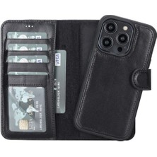 Najmaddin Apple iPhone 14 Pro Uyumlu Deri Cüzdanlı Kılıf Mwwn Rst1 Siyah