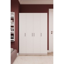 Asra Trend Lüks 4 Kapaklı Gardırop %100 MDF Askılı Çok Amaçlı Düzenleyici Elbise Dolabı G-08