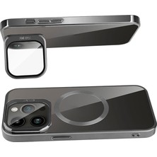 Giz Story Apple iPhone 15 Pro Max Kılıf Magsafe Wireless Şarj Özellikli Standlı Gzst Klon Kapak-Gümüş