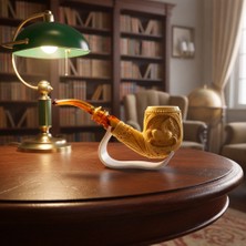 Goldenlight Meerschaum El Oyması At Figürlü Motifli Lületaşı Pipo – Akrilik Ağızlık, Imzalı Koleksiyonluk