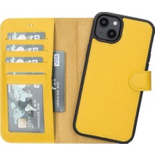 Najmaddin Apple iPhone 14 Plus Uyumlu Deri Cüzdanlı Kılıf Mwwn FL12 Sarı