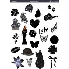 Miray Craft 1 Sayfa Siyah Temalı 12*17 cm Sticker /scrapbook, Bullet Journal, Planlayıcı, Defter Için