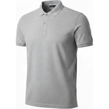 Indispensablely Erkek Pi̇ke Kumaş Düğmeli̇ Yaka Regular Fi̇t Günlük Kisa Kol Ti̇şört T-Shi̇rt - Gri̇