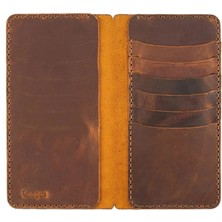 Indispensablely Isme Özel Di̇key Uzun Cüzdan - Crazy Deri̇ - A010003 - Taba