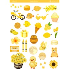 Miray Craft 1 Sayfa Sarı Temalı 12*17 cm Sticker /scrapbook, Bullet Journal, Planlayıcı, Defter Için