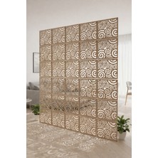 Lazerus Cnc Markalama Spiral Desenli Modüler Paravan Oda Bölücü Panel Seti (Ahşap Görünümlü) 4 Adet