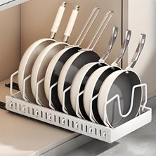 Meks Beyaz Renk Teleskopik Raylı Tava Tencere Organizeri