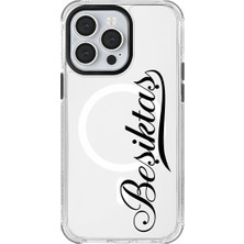 iPhone 13 Pro Uyumlu Beşiktaş El Yazı Magsafe Şeffaf Lisanslı Telefon Kılıfı