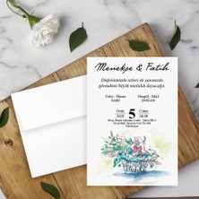 Seyhan Davetiye Beyaz Zarflı Davetiye Düğün - Nişan - Kına - Nikah (500ADET)