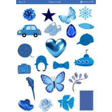 Miray Craft 1 Sayfa Mavi Temalı 12*17 cm Sticker /scrapbook, Bullet Journal, Planlayıcı, Defter Için