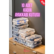 Lavinger 10 Adet Kadın Ayakkabı Kutusu - Şeffaf Ayakkabı Düzenleyici Saklama Kutusu Organizer Seyahat Kutusu