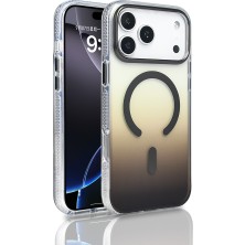 Giz Story iPhone 17 Pro Max Kılıf M-Safe Şarj Özellikli Transparan Renk Geçişli Gzst Toros Kapak - Gri