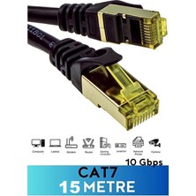 Maxgo 3156 Cat7 Ethernet Kablosu 15 Metre – RJ45 Lan Internet Modem Data Kablosu, 10GBPS, 600MHZ