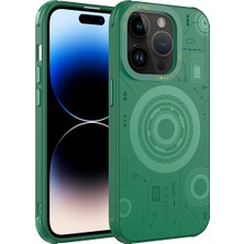 Giz Story iPhone 14 Pro Max Uyumlu Gzst Wireless Şarj Özellikli Desenli Hot Kapak-Koyu Yeşil