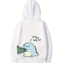 Indispensablely Sevgi̇li̇ler Günü Özel Uni̇sex Kapüşonlu Baskili Oversi̇ze Sweatshi̇rt - Beyaz