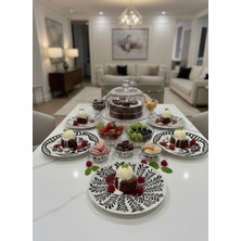 Porselen Pasta Tabağı, Sunum Tabağı 6’lı 20 cm Karma Seri Mavi Beyaz