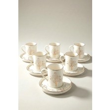 Faralya Home Poselen Fincan Takımı 6 Kişilik Gold Ağaç Figürlü