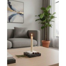 Doğal Mermer Şamdan ve Mum Altlığı Siyah Beyaz