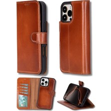 Najmaddin Apple iPhone 16 Pro Max Uyumlu, Hakiki Deri, El Yapımı, Cüzdanlı Kılıf, Gölgeli Taba