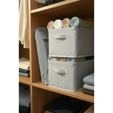 SER&YAT | Raf Düzenleyici 25 cm - Gri Tela Kumaş | 2 Adet | Çelik Destekli, Katlanabilir Kıyafet Saklama Organizeri