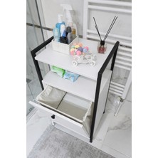 Lidya Luxury Concept Yıkanabilir Kumaş Kirli Çamaşır Sepeti Organizeri – Beyaz Raflı, Ayarlı Ayaklı, Mobilya, Yerli Üretim (100×50×40 cm / 90 L)