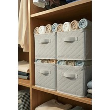 SER&YAT | Raf Düzenleyici 25 cm - Gri Tela Kumaş | 4 Adet | Çelik Destekli, Katlanabilir Kıyafet Saklama Organizeri