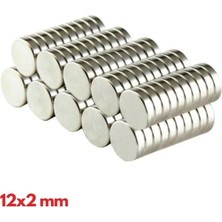 Indispensablely N35 12X2 mm Neodyum Mıknatıs 100 Adet, Yuvarlak, Nikel Kaplamalı Kaliteli ve Dayanıklı Ürün