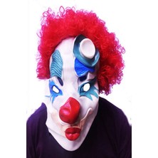 Zero Land Storozde Kırmızı Renk Afro Bonus Peruklu Palyaço Lateks Et Maske