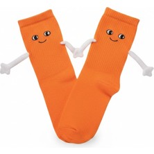 Neşeli Çoraplar El Ele Tutuşan  Turuncu Atletik Çorap