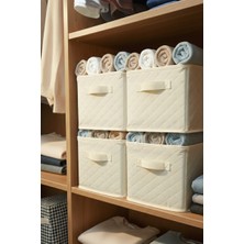 Ser&Yat | Raf Düzenleyici 25 cm - Krem Tela Kumaş | 4 Adet | Çelik Destekli, Katlanabilir Kıyafet Saklama Organizeri