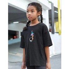 Indispensablely Çocuk Uni̇sex Baskili T-Shi̇rt - Si̇yah