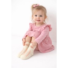 Gigi Giyim Çizgili Ayıcık Detaylı Kız Çocuk Soket Çorap