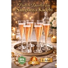 Optimex 6'lı Sert Plastik Şampanya Kadehi – Parti, Düğün, Nişan, Doğum Günü, Organizasyon Için Bride To Be