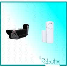 Robotix Gece Görüşlü Caydırıcı Dome Kamera + Beyaz Kapı Pencere Alarmı